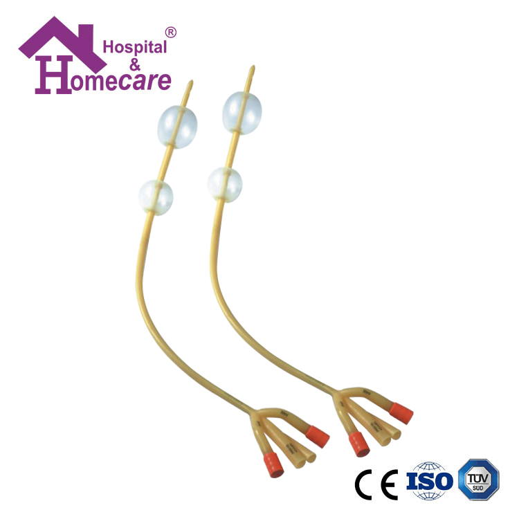 HK07a Latex Foley Catheter Silicone Coated 4-Way Double Balloon Latex Foley Catheter